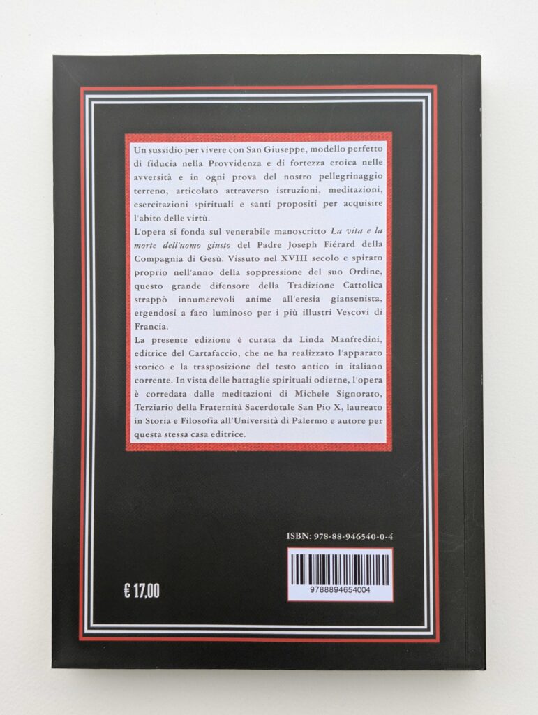 Quarta di copertina del libro Vive cum Joseph